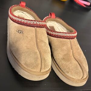 UGG Brown Suede Tasman with Red Trim